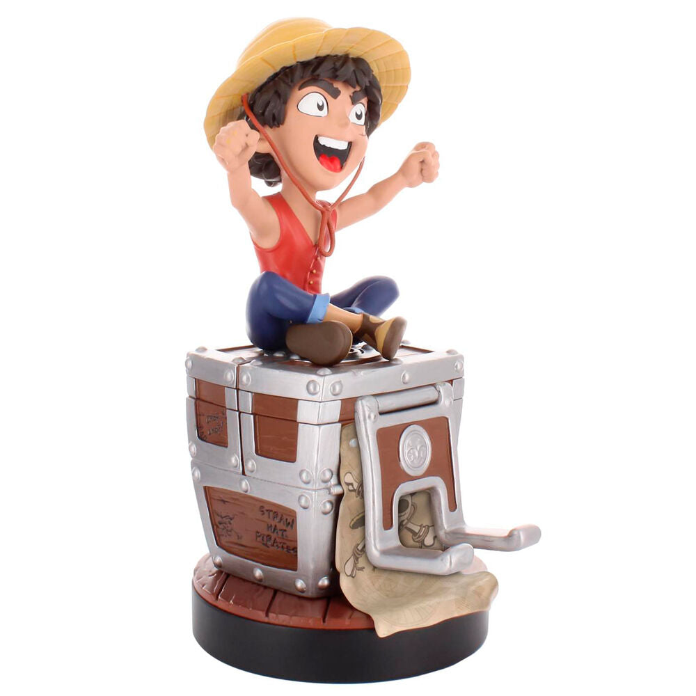 Vue arrière du support Cable Guy Luffy montrant la stabilité et le design