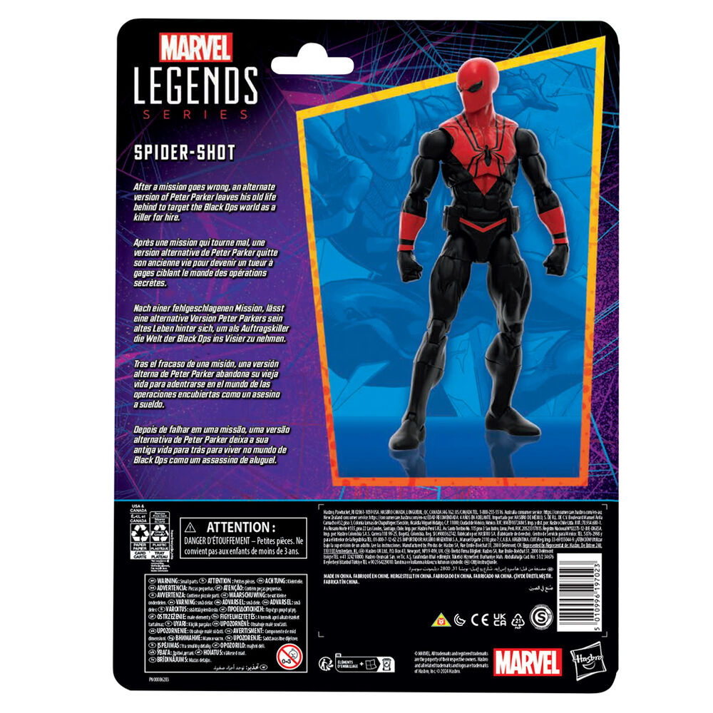 Vue rapprochée du visage détaillé de la figurine Spider-Man Spider-Shot