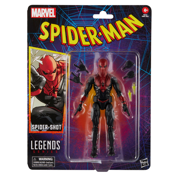 Figurine Spider-Man Spider-Shot articulée de 15cm vue de face avec accessoires