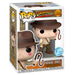 Figurine Funko POP Indiana Jones exclusive de 9 cm en vinyle dans sa boîte fenêtre cadeau, vue avant détaillée.