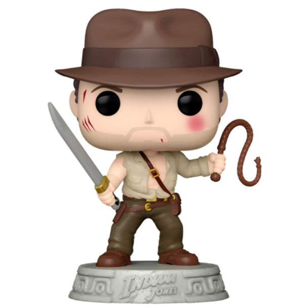 Boîte fenêtre cadeau de la figurine Funko POP Indiana Jones exclusive, montrant le packaging collector original.