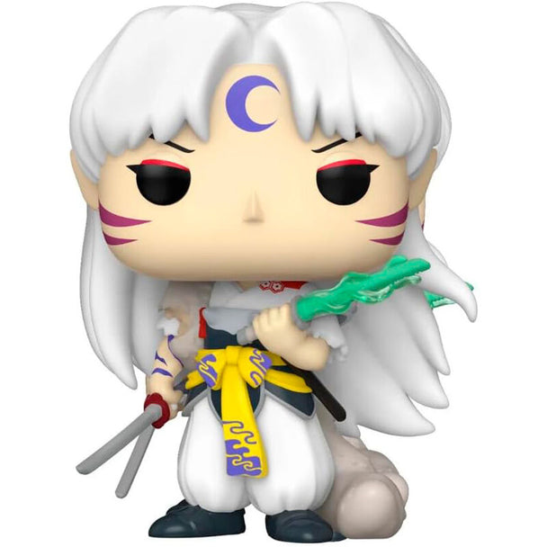 Vue de face de la figurine Funko POP Sesshomaru avec détails précis et couleurs vives