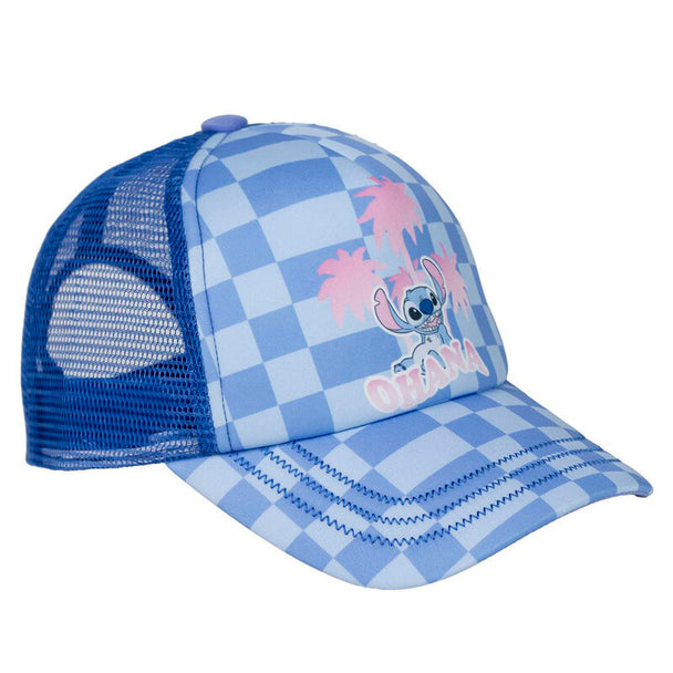Casquette adulte Disney Stitch CERDÁ taille 57cm vue de face avec logo Stitch brodé en bleu et blanc