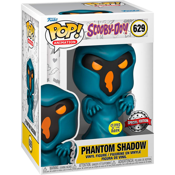 Vue rapprochée de la figurine Phantom Shadow Funko POP Scooby-Doo montrant les couleurs et textures