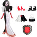 Poupée Cruella de Vil Disney Villains de 28 cm avec tenue noire et blanche, vue de face