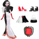 Poupée Cruella de Vil Disney Villains de 28 cm avec tenue noire et blanche, vue de face