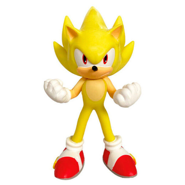 Figurine Super Sonic de 9cm par COMANSI représentant Sonic the Hedgehog en posture dynamique et colorée.