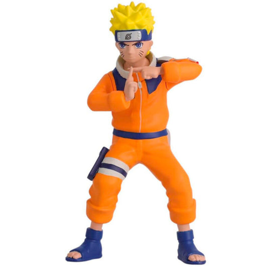 Figurine Sasuke Uchiha avec son costume noir et bleu, posture dynamique, 10 cm