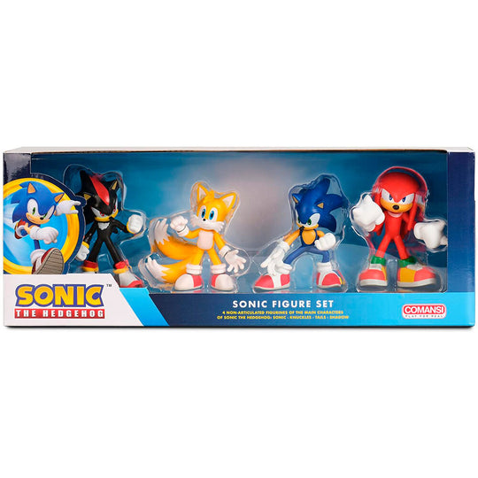 Figurine Sonic the Hedgehog bleue non articulée vue de face avec détails précis