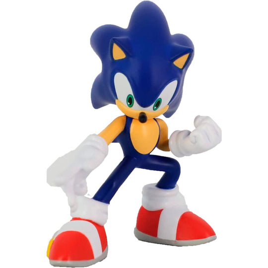 Vue d'ensemble des 4 figurines Sonic COMANSI alignées sur fond blanc