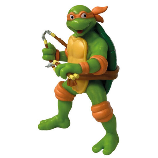Vue d'ensemble du pack 4 figurines Ninja Turtles COMANSI alignées sur fond blanc