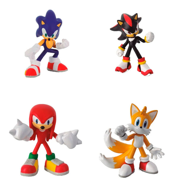 Figurine Sonic the Hedgehog bleue en position dynamique, modèle assorti par COMANSI, vue de face avec détails précis