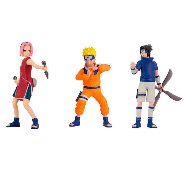 Ensemble de deux figurines Naruto Shippuden COMANSI exposées sur un fond neutre mettant en valeur leurs couleurs vives