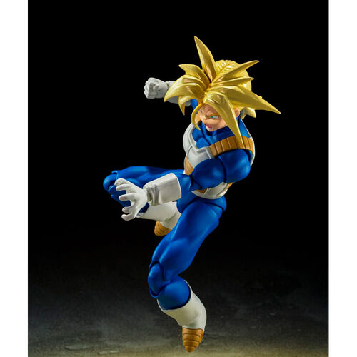 Accessoires inclus disposés autour de la figurine Trunks Super Saiyan 14cm Dragon Ball Z