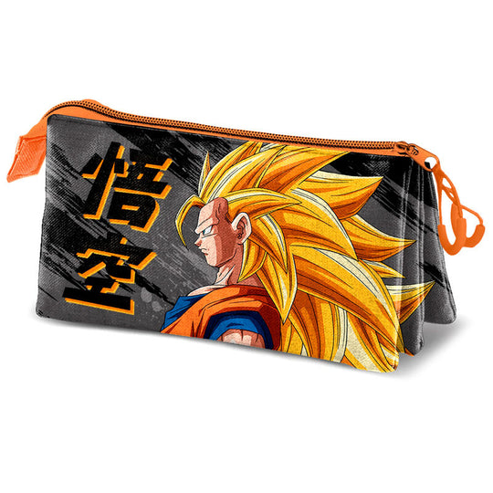 Trousse Dragon Ball Z Warrior triple compartiment avec fermeture éclair et doublure intérieure, design KARACTERMANIA.