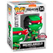 Vue de face de la figurine Michelangelo Funko POP avec sa boîte transparente et design coloré