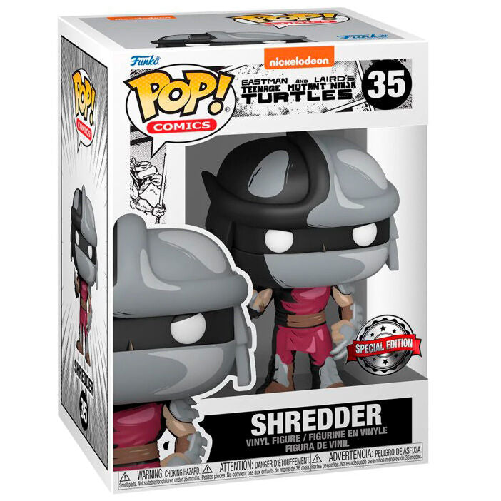 Détail de la figurine Shredder Funko POP avec ses armures caractéristiques et couleurs vives