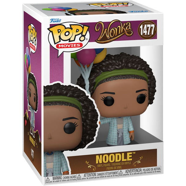 Figurine POP Wonka Noodle FUNKO présentée sous un angle latéral montrant sa finition soignée