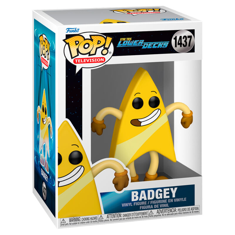 Figurine Funko POP Badgey de Star Trek Lower Decks en vinyle de 9cm dans sa boîte vitrine transparente