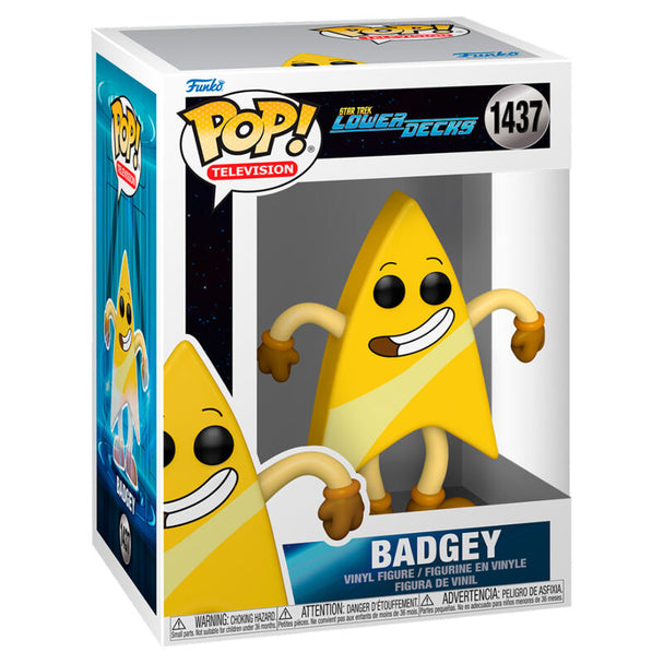 Figurine Funko POP Badgey de Star Trek Lower Decks en vinyle de 9cm dans sa boîte vitrine transparente
