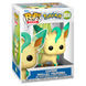 Figurine Funko POP Leafeon de Pokémon mesurant 9 cm dans sa boîte vitrine transparente, vue de face