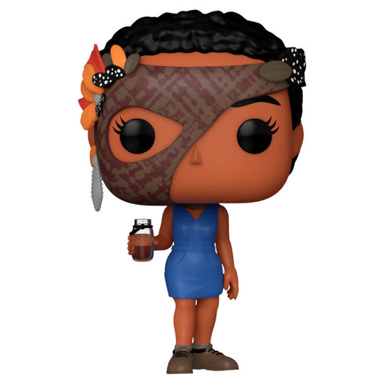 Vue rapprochée de la figurine Funko POP Taissa Yellowjackets, montrant les détails précis du personnage en vinyle