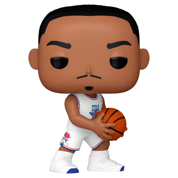 Vue rapprochée de la figurine Funko POP Dennis Rodman NBA All-Stars 1992 avec détails précis et couleurs vives