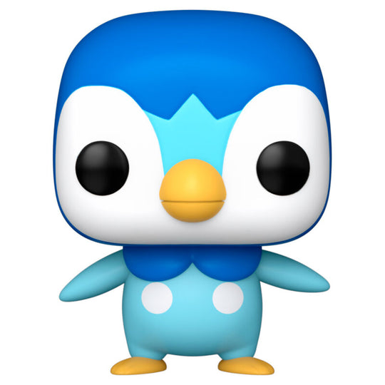 Vue latérale de la figurine Funko POP Piplup montrant les détails du design et la boîte cadeau