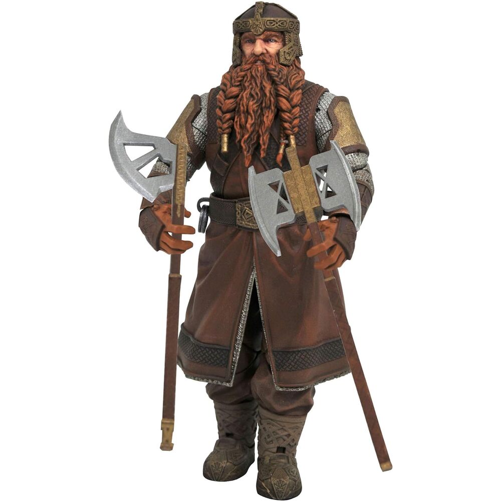 Vue de profil de la figurine Gimli Le Seigneur des Anneaux avec ses articulations mobiles