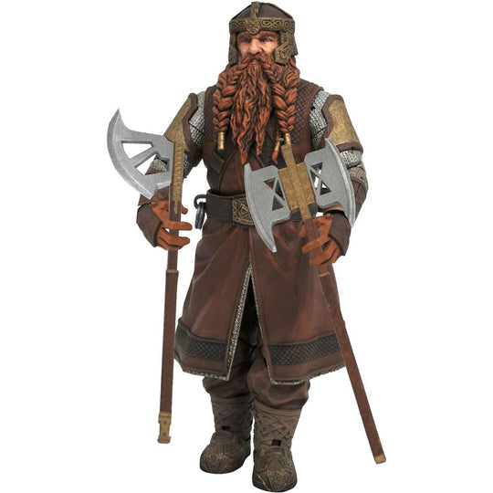 Vue de profil de la figurine Gimli Le Seigneur des Anneaux avec ses articulations mobiles