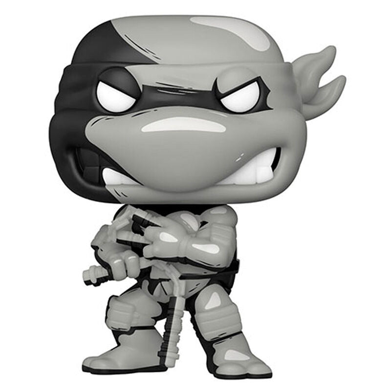 Vue arrière de la boîte Funko POP Michelangelo montrant les logos officiels et informations produit