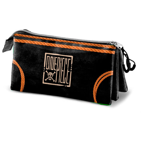 Trousse triple compartiment One Piece Ropes KARACTERMANIA, en matériau Ripstop résistant et déperlant, avec fermetures éclair.