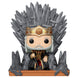 Figurine POP Deluxe de Viserys assis sur le Trône de Fer, édition House of the Dragon par FUNKO, vue de face avec détails précis.