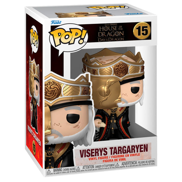 Vue rapprochée de la figurine Funko POP Viserys Targaryen avec détails et couleurs fidèles au personnage