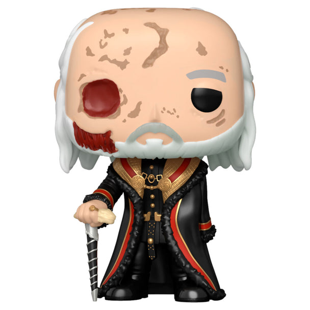 Figurine Funko POP Viserys Targaryen Chase de 9 cm issue de House of the Dragon présentée en boîte vitrine