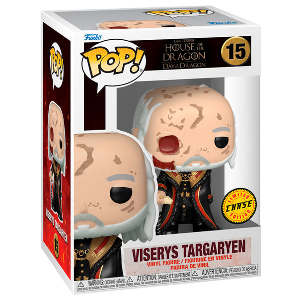 Vue détaillée de la figurine Funko POP Viserys Targaryen Chase avec ses couleurs et son design uniques