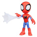 Vue rapprochée de la figurine Spidey montrant les détails du visage et du costume