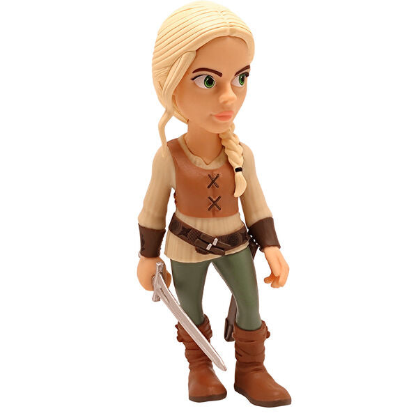 Gros plan sur le visage expressif de la figurine Ciri The Witcher MINIX 12cm