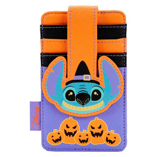 Porte-cartes Loungefly Disney Stitch Halloween vu de face avec design coloré