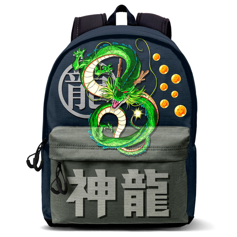 Sac à dos Dragon Ball Plus Shenron de 43 cm avec design urbain, bretelles rembourrées et poches multiples, fabriqué en matériau Ripstop résistant.