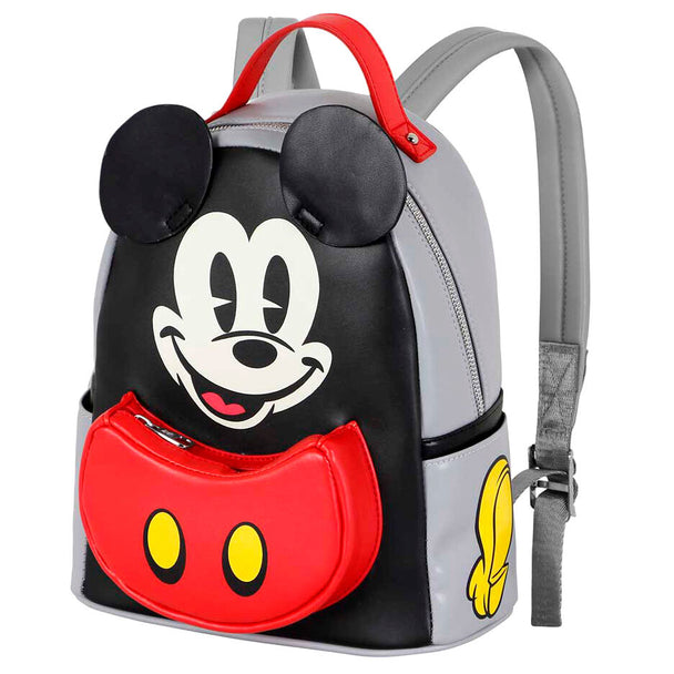 Détail des bretelles ajustables et de la texture du sac à dos Disney Mickey Heady Face par KARACTERMANIA