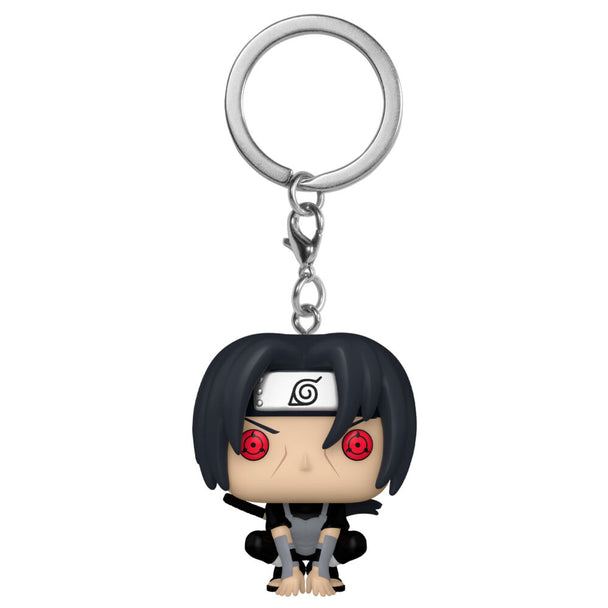 Porte-clés Funko Pocket POP représentant Itachi Uchiha de Naruto Shippuden en vue de face avec détails précis