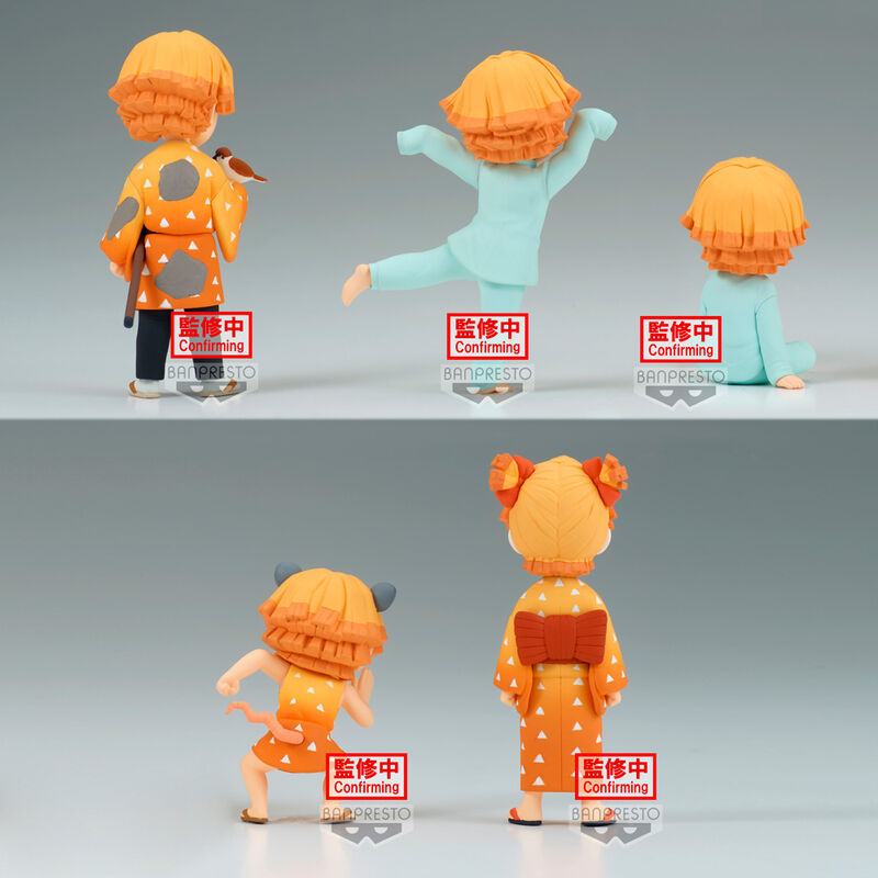 Figurine Zenitsu Agatsuma Demon Slayer posée sur un support blanc neutre