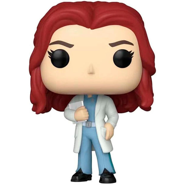 Vue de côté de la figurine Funko POP Christine Palmer Marvel, détaillée et colorée, emballée dans sa boîte collector officielle