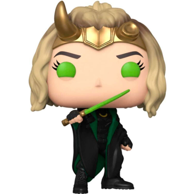 Vue rapprochée de la figurine Loki Sylvie Funko POP avec détails précis et couleurs vives.