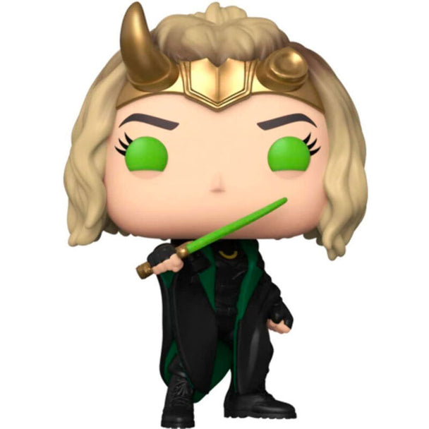 Vue rapprochée de la figurine Loki Sylvie Funko POP avec détails précis et couleurs vives.