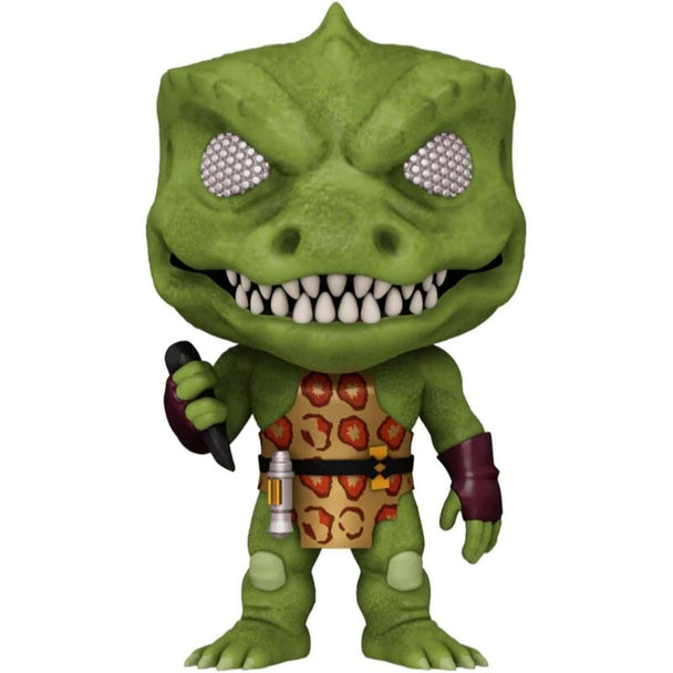 Détail de la figurine Funko POP Star Trek Gorn exclusive montrant ses couleurs et textures vinyl