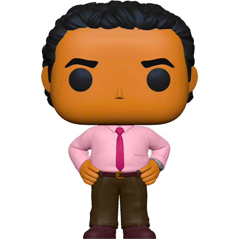 Vue rapprochée de la figurine Funko POP exclusive d'Oscar Martinez, personnage de la série The Office, avec détails colorés.