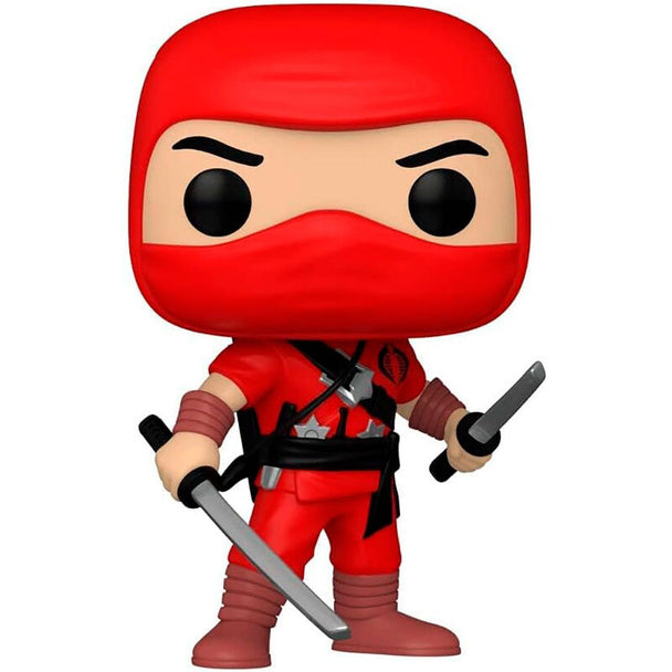 Vue rapprochée de la figurine Funko POP G.I. Joe Cobra Red Ninja exclusive avec détails du costume rouge
