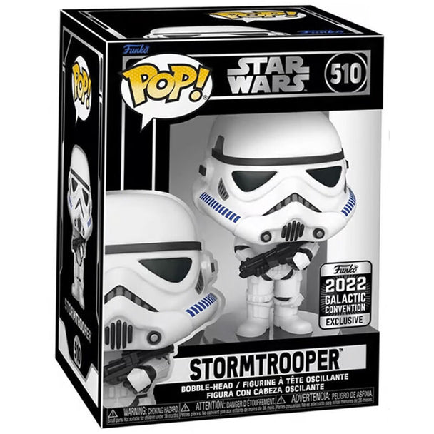 Figurine Funko POP Stormtrooper exclusive Star Wars en vinyle de 9 cm dans sa boîte fenêtre.